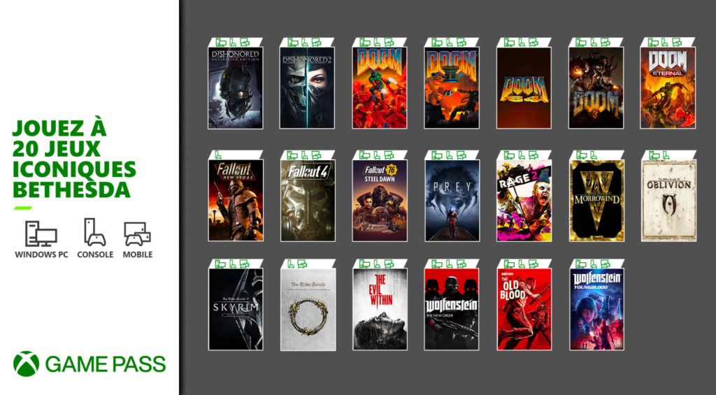 Xbox Game Pass - 20 jeux Bethesda
