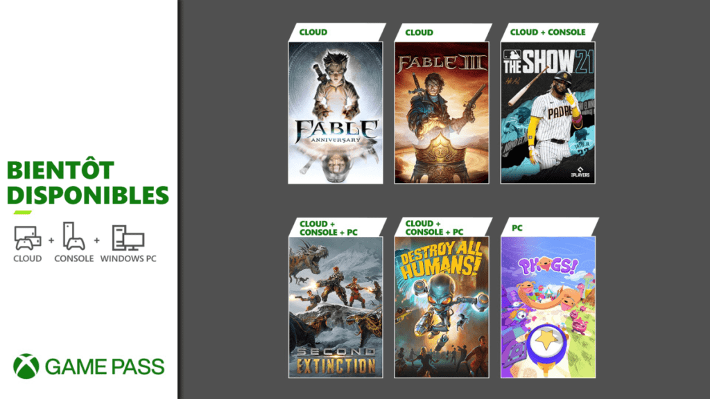 Xbox Game Pass : Fable Anniversary, MLB The Show 21