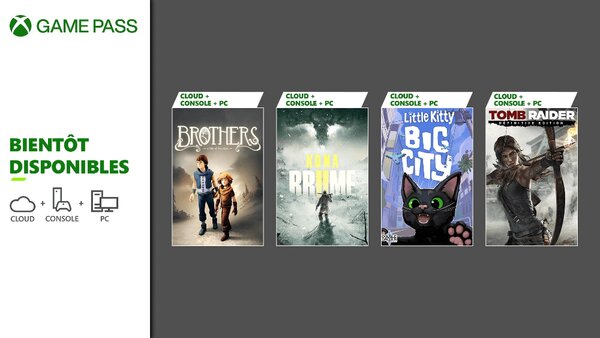 Xbox Game Pass , Tomb Raider: Definitive Edition, Little Kitty Big City, Kona II: Brume