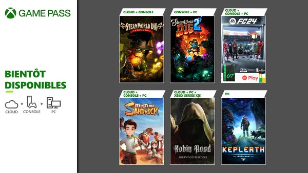 Xbox Game Pass , EA Sports FC 24, My Time at Sandrock, SteamWorld Dig 2