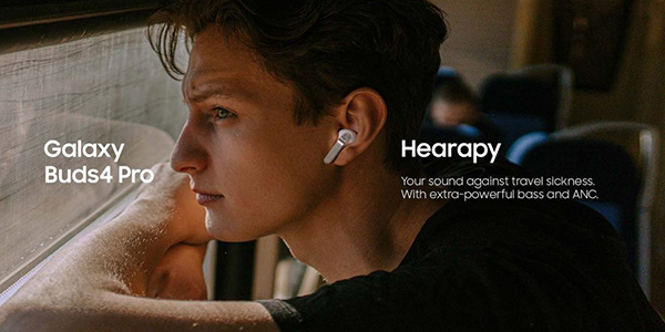 Samsung Galaxy Buds4 Pro , application Hearapy , mal des transports